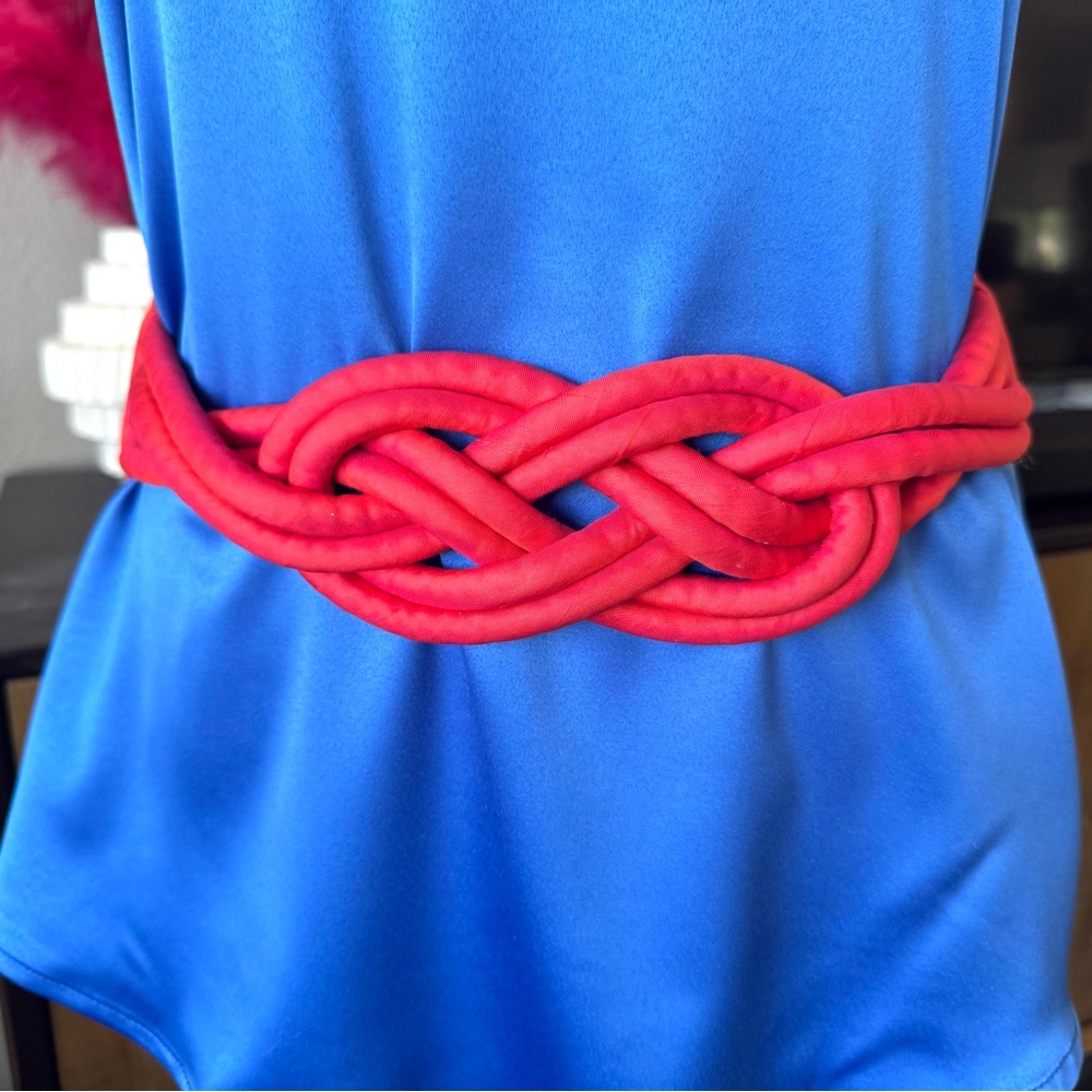 Red Braided Knot Waist Belt - Women Accessories